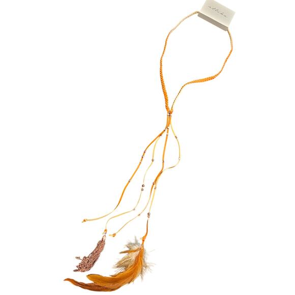 Ettika Leather Braided Necklace with Feather & Tassel Boho Southwestern Festival - Picture 1 of 5
